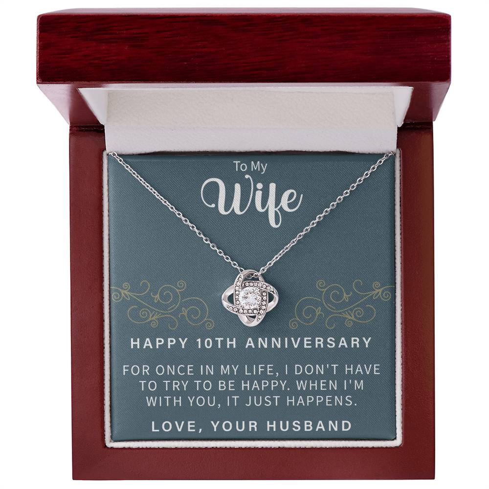 HAPPY 10TH ANNIVERSARY Love Knot Necklace - Beauty Belliss
